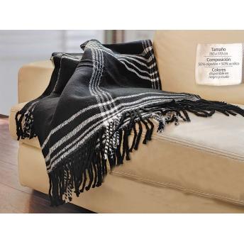 comprar MANTA CON FLECOS NEGRA